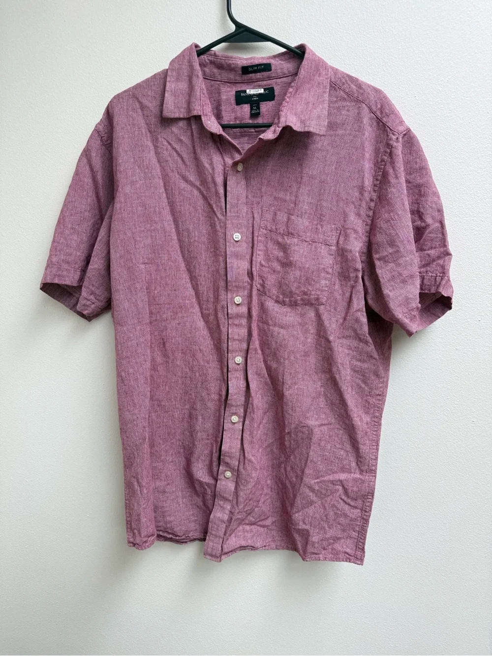 Banana Republic Short-Sleeve Button-Down Shirt in Dusty Rose